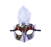 Gümüş Renk Tüylü Yılbaşı Parti Maskesi