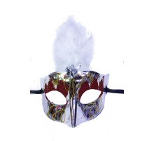 Gümüş Renk Tüylü Yılbaşı Parti Maskesi