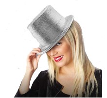 Gümüş Renk Uzun Plastik Simli Parti Şapkası