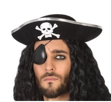 Gümüş Şeritli Yetişkin Boy Yayvan Korsan Şapkası