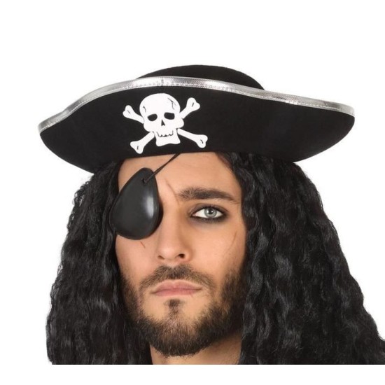 toptan-xml-dropshipping-Gümüş Şeritli Yetişkin Boy Yayvan Korsan Şapkası