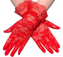 Güpürlü Bilek Boyu Kırmızı Dantel Eldiven Yetişkin