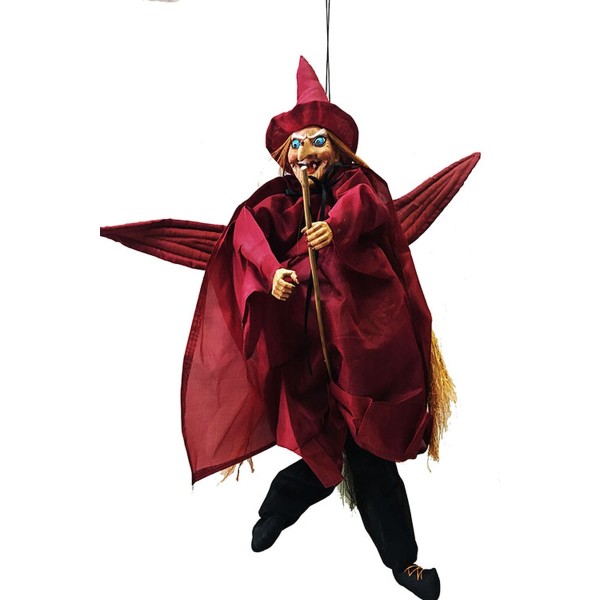 toptan-xml-dropshipping-Halloween Kanat Çırpan Sesli Işıklı Sensörlü Bordo Renk Cadı