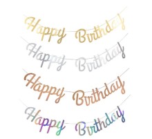 Happy Birthday Flama Süs Bayrak 1 Adet Fuşya Renk