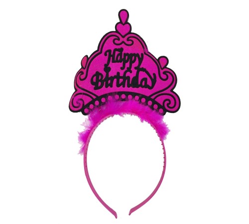 toptan-xml-dropshipping-Happy Birthday Yazılı Neon Fuşya Renk Doğum Günü Tacı