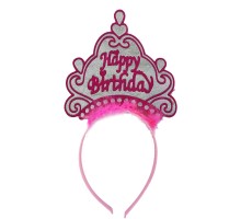 Happy Birthday Neon Pembe Renk Doğum Günü Tacı 24x15 cm