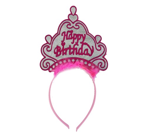 toptan-xml-dropshipping-Happy Birthday Yazılı Neon Pembe Renk Doğum Günü Tacı