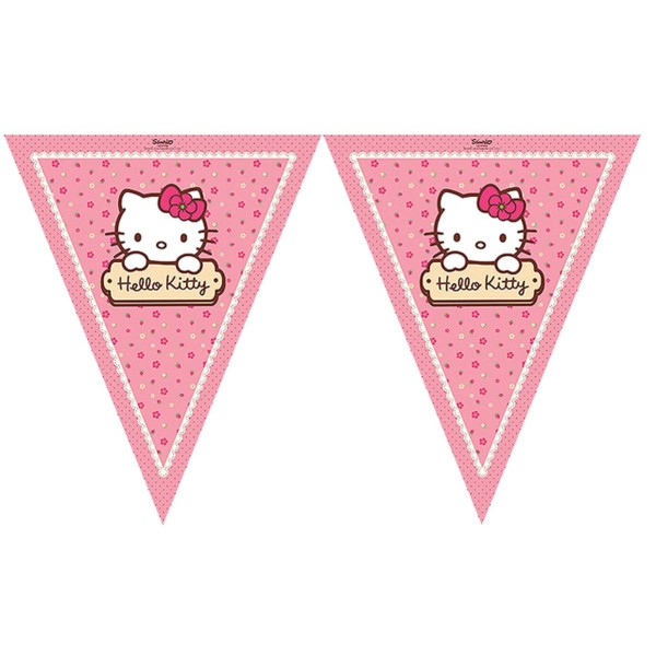 toptan-xml-dropshipping-Hello Kitty Temalı Üçgen Bayrak Flama Süsleme 3.2 Metre