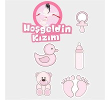 Hoşgeldin Kızım Baby Shower Sticker Etiket Seti 6 Adet