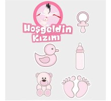 Hoşgeldin Kızım Baby Shower Sticker Etiket Seti 6 Adet
