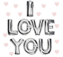 I Love You Folyo Balon Gümüş Renk 35 CM