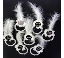 İncili Nedime Bilekliği Gümüş Renk Pleksili Beyaz Otrişli 7 Adet