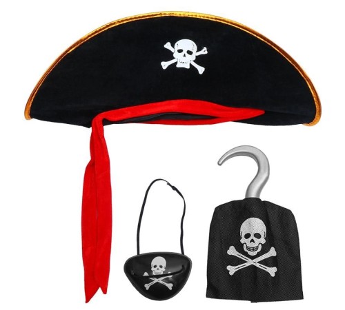 toptan-xml-dropshipping-Kadife Korsan Şapkası Korsan Eli ve Korsan Göz Maskesi Çocuk Boy
