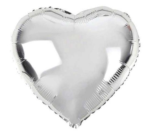 toptan-xml-dropshipping-Kalp Şekilli Gümüş Renk Toptan Folyo Balon 45 cm 10 Adet