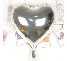 Kalp Uçan Balon Folyo Gümüş 80 cm 32 inç