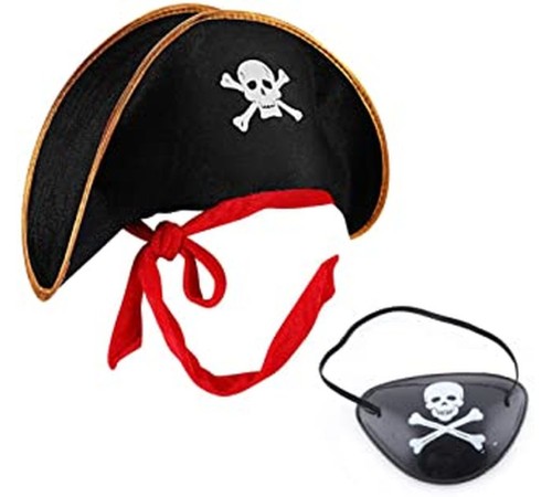 toptan-xml-dropshipping-Kaptan Jack Çocuk Korsan Şapkası ve Göz Bandı Seti