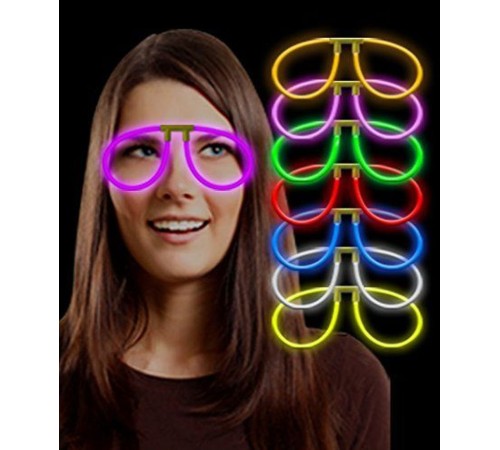 toptan-xml-dropshipping-Karanlıkta Parlayan Fosforlu Glow Stick Gözlük Fosforlu Renkli Gözlük 6 Adet
