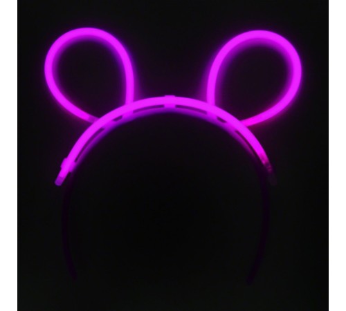 toptan-xml-dropshipping-Karanlıkta Parlayan Fosforlu Glow Stick Taç Tavşan Kulağı Tacı Pembe Renk
