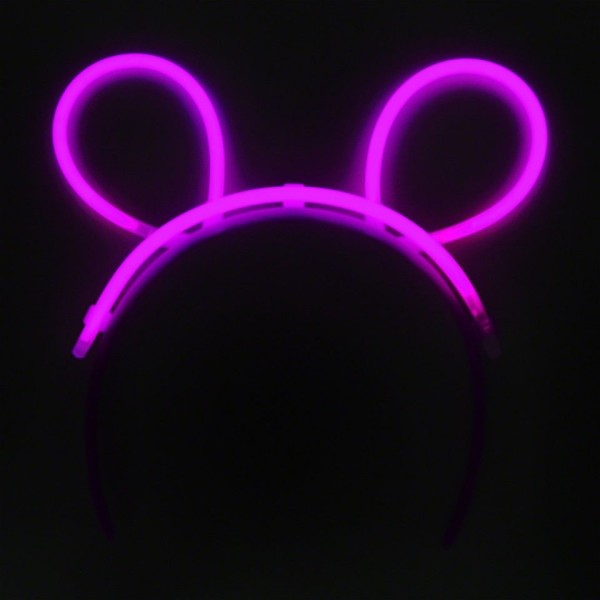 toptan-xml-dropshipping-Karanlıkta Parlayan Fosforlu Glow Stick Taç Tavşan Kulağı Tacı Pembe Renk