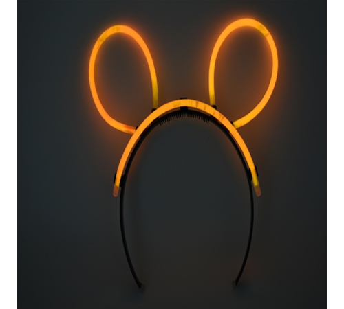toptan-xml-dropshipping-Karanlıkta Parlayan Fosforlu Glow Stick Taç Tavşan Kulağı Tacı Turuncu Renk