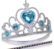 Karlar Ülkesi Mavi Kalpli Taşlı Elsa Tacı