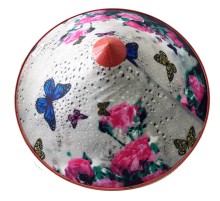 Kelebek Damlalı Saten Kaplama Gümüş Vietnam Şapkası