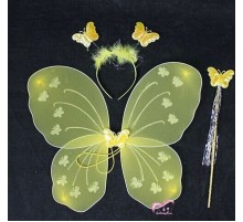 Sarı Renk Kelebek Kanadı Tacı ve Sopası 50x37 cm