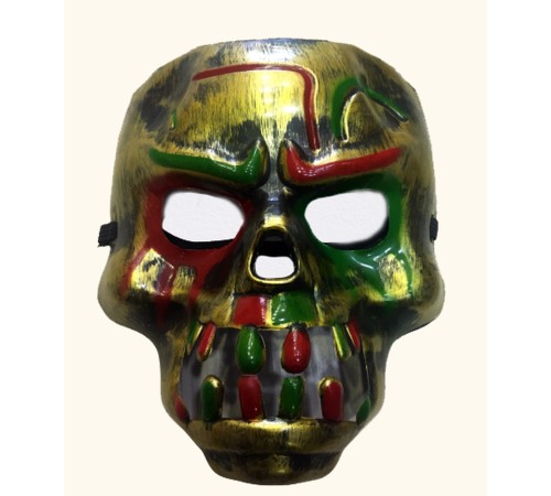 toptan-xml-dropshipping-Kırmızı Kanlı Dişli Dracula Kafatası Maskesi Altın Renk