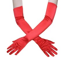 Kırmızı Renk Ekstra Lüks Parlak Uzun Boy Saten Eldiven