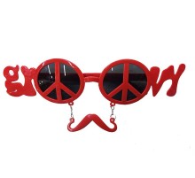 Kırmızı Renk Groom Yazılı Bıyıklı Damat Gözlüğü 7x21 cm