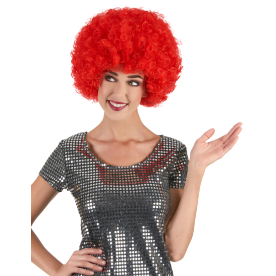 toptan-xml-dropshipping-Kırmızı Renk Kıvırcık Afro Bonus Peruk