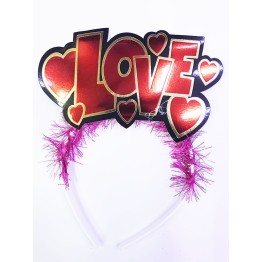 Kırmızı Renk Love Yazılı Parti Tacı