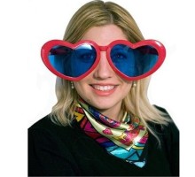 Kırmızı Renk Mega Boy Jumbo Kalp Şekilli Parti Gözlüğü