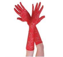 Kırmızı Renk Orta Boy Dantelli Eldiven