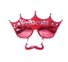 Kırmızı Üzeri Gümüş Renk Prenses Yazılı Parti Gözlüğü 10x17 cm