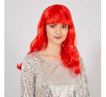 Kırmızı Renk Uzun Dalgalı Parti Peruğu