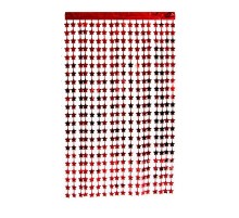 Kırmızı Renk Yıldız Şekilli Metalize Saçaklı Arka Fon Perde Dekorasyon