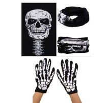 Kuru Kafa Boyunlu Baf Buff Bandana ve İskelet Eldiven Seti