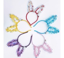 Led Işıklı Püsküllü Fuşya Renk Tavşan Tacı 21x17 cm