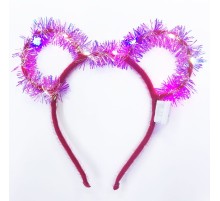 Led Işıklı Püsküllü Mickey Minnie Mouse Kulak Kırmızı Taç 19X17