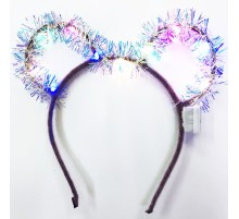 Led Işıklı Püsküllü Mickey Minnie Mouse Kulak Mor Taç 19x17 cm