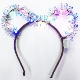 Led Işıklı Püsküllü Mickey Minnie Mouse Kulak Mor Taç 19x17 cm