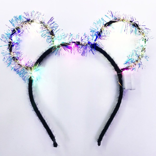 toptan-xml-dropshipping-Led Işıklı Püsküllü Mickey Minnie Mouse Kulak Yanar Söner Siyah Taç