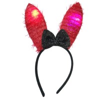Led Işıklı Yanar Söner Püsküllü Kırmızı Renk Tavşan Tacı