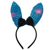 Led Işıklı Yanar Söner Püsküllü Mavi Renk Tavşan Tacı