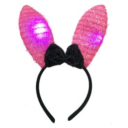Led Işıklı Yanar Söner Püsküllü Pembe Renk Tavşan Tacı 28x19 cm