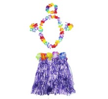 Luau Aloha Hawaii  Kolye Etek Taç ve Bileklik Seti Mor