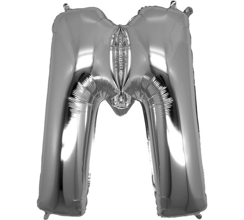 toptan-xml-dropshipping-M Harf Folyo Balon Gümüş Renk  40 inç