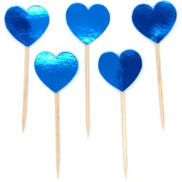 Mavi Renk Kalp Şekilli Kürdan Süs 15 Adet