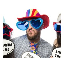 Mavi Renk Mega Boy Jumbo Kalp Şekilli Parti Gözlüğü